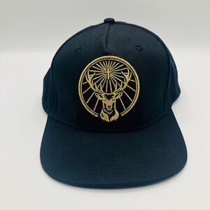 Jagermeister Hat Gold Stag Embroidered Deer Black Adjustable Baseball Cap
